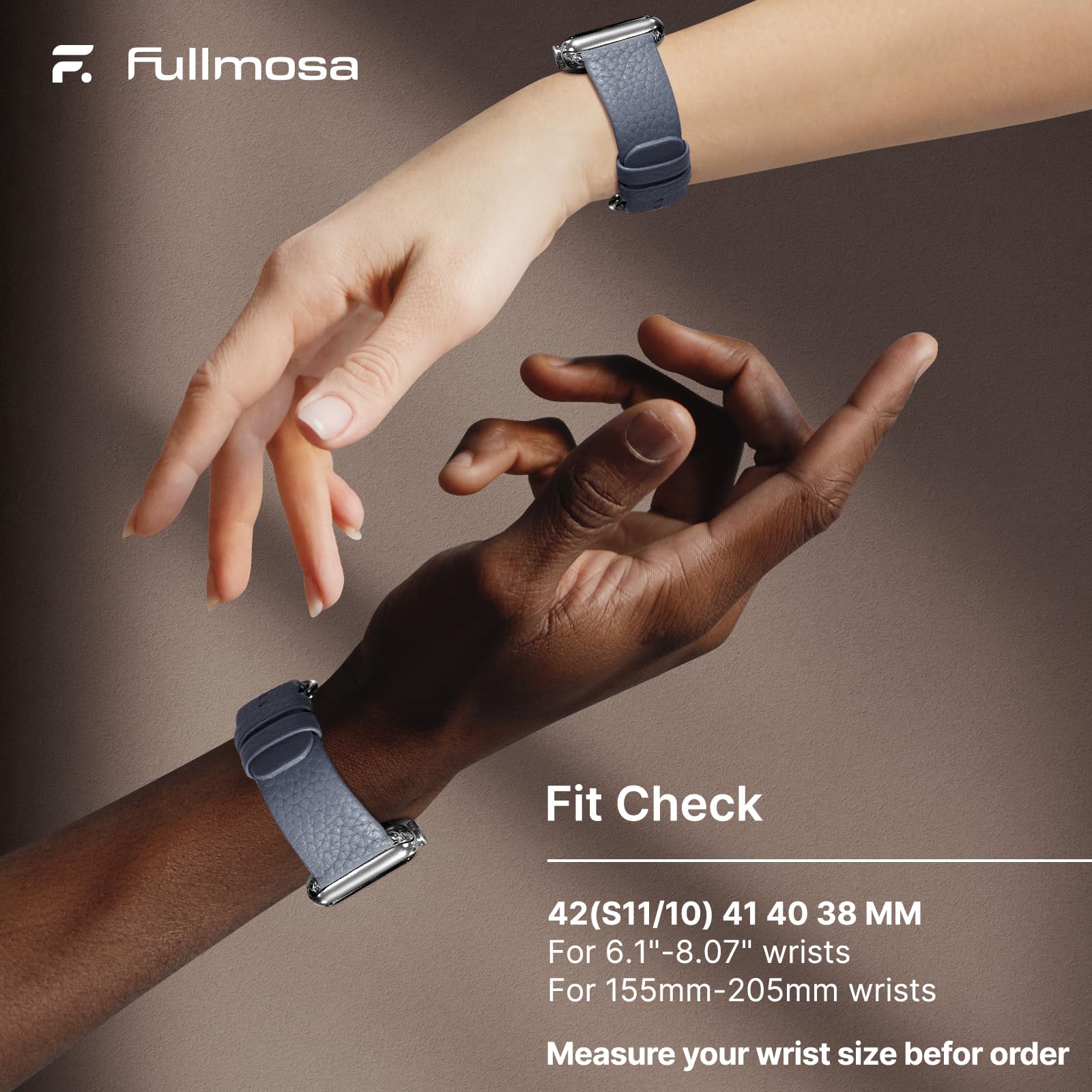 Apple Watch Band | Grey Leather | Litchi Fullmosa watch band
