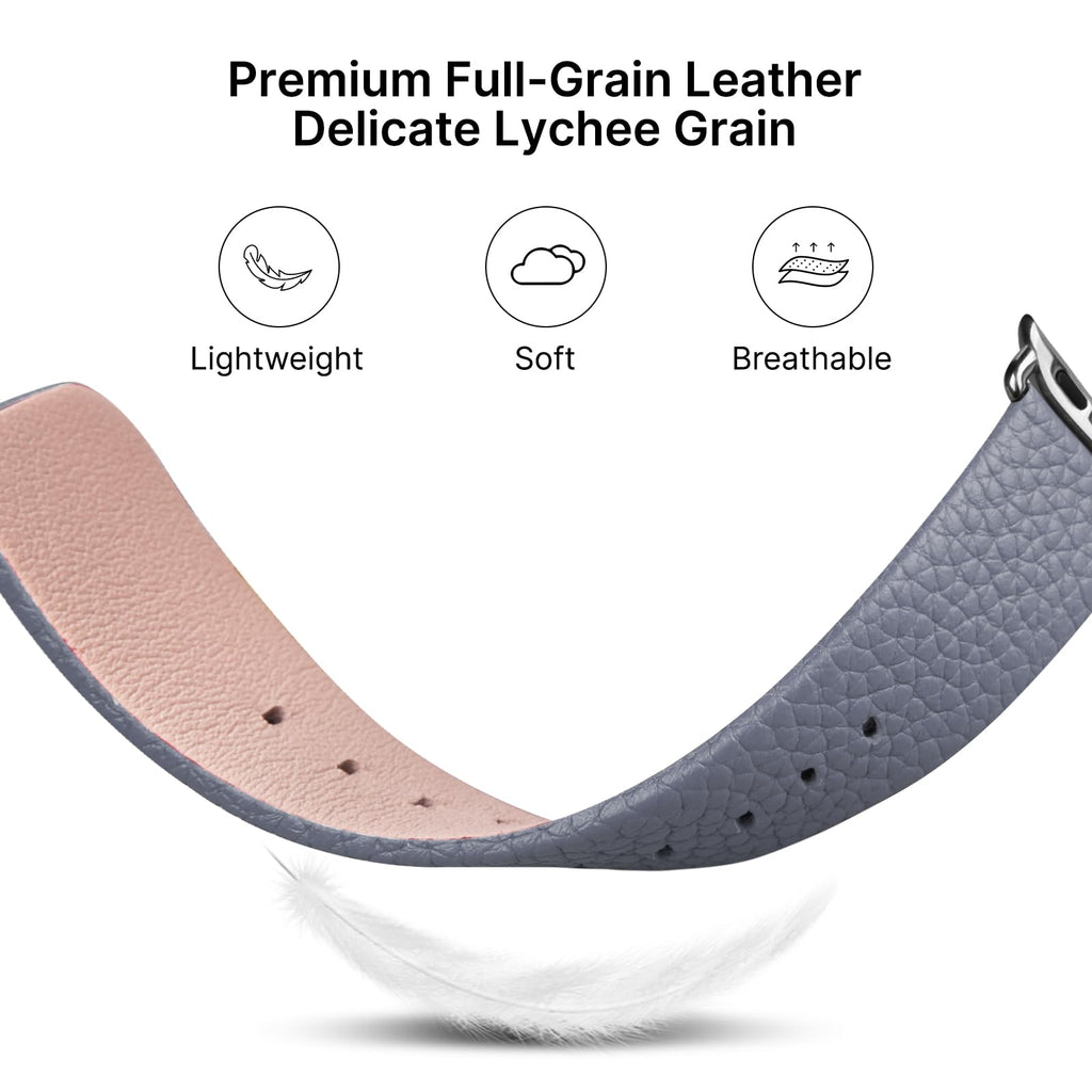 Apple Watch Band | Grey Leather | Litchi Fullmosa watch band