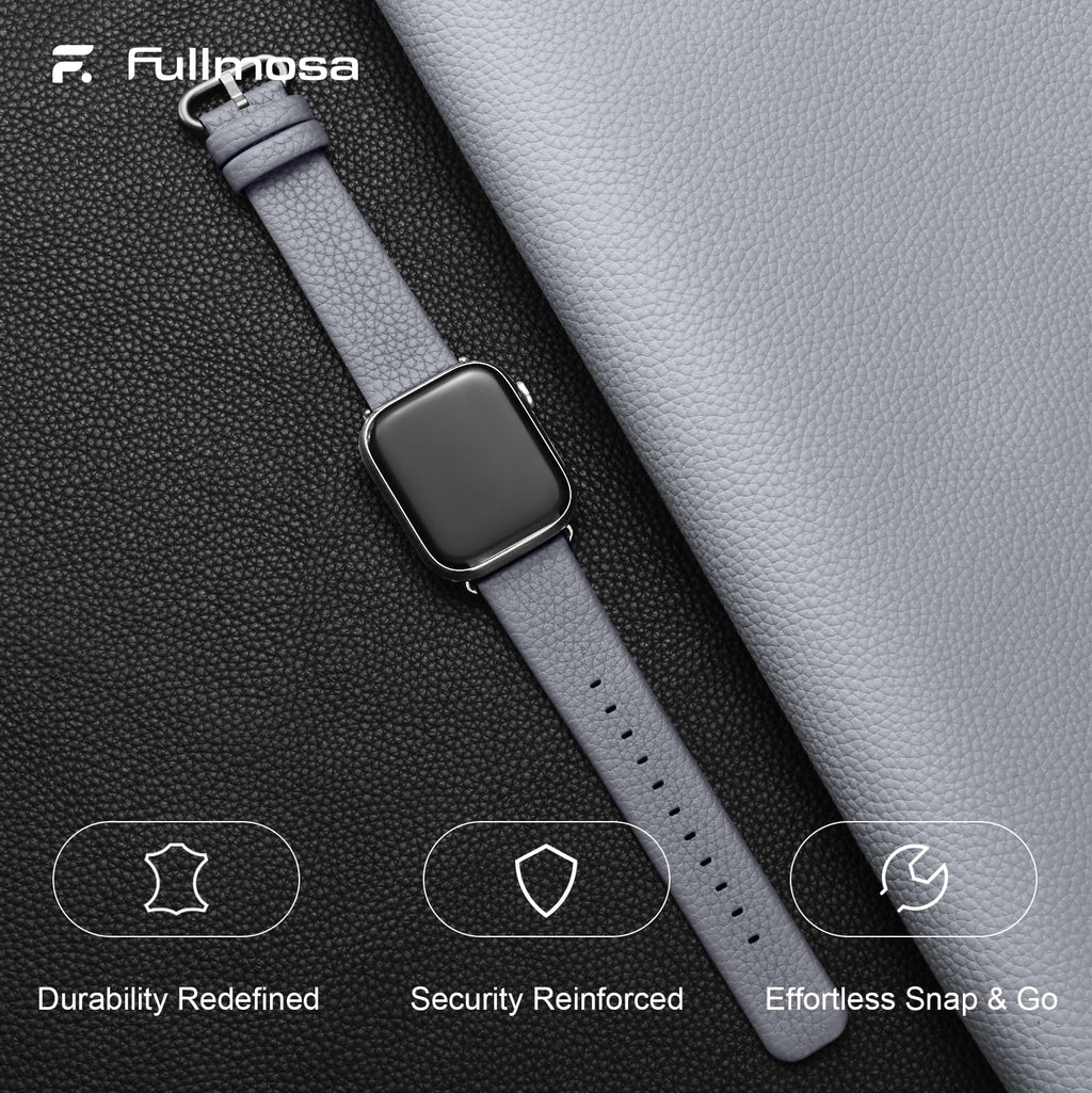 Apple Watch Band | Grey Leather | Litchi Fullmosa watch band