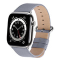 Apple Watch Band | Grey Leather | Litchi Fullmosa watch band 49mm 46mm 45mm 44mm 42mm(s3/2/1) / Silver
