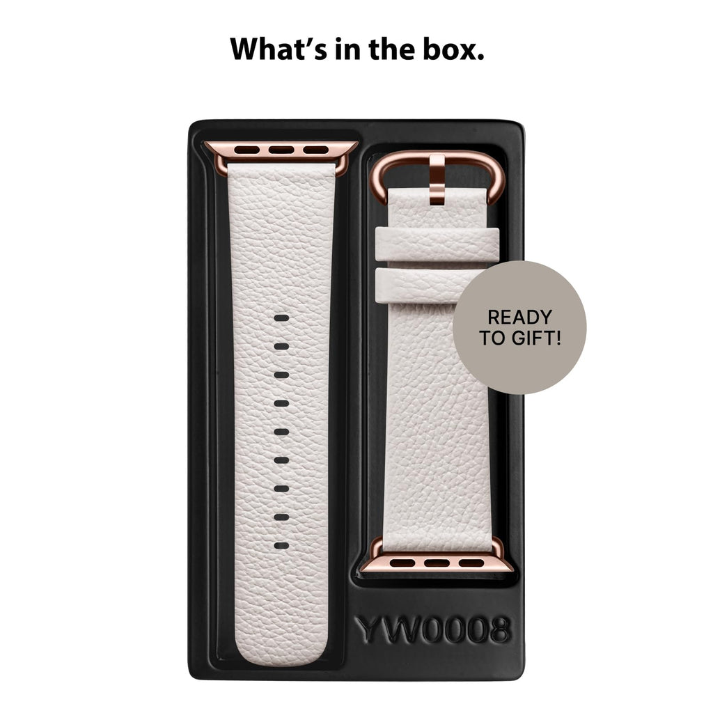 Apple Watch Band | Ivory White Leather | Litchi Fullmosa watch band