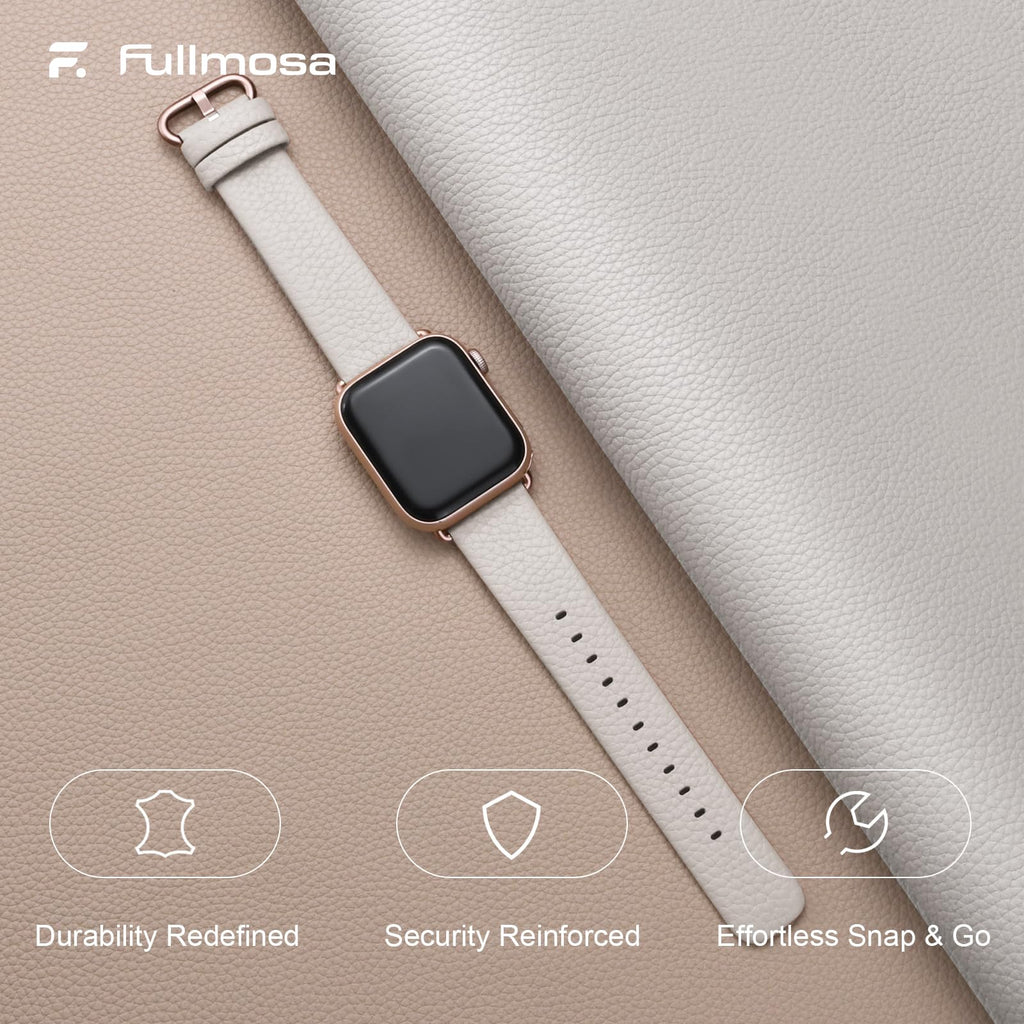 Apple Watch Band | Ivory White Leather | Litchi Fullmosa watch band