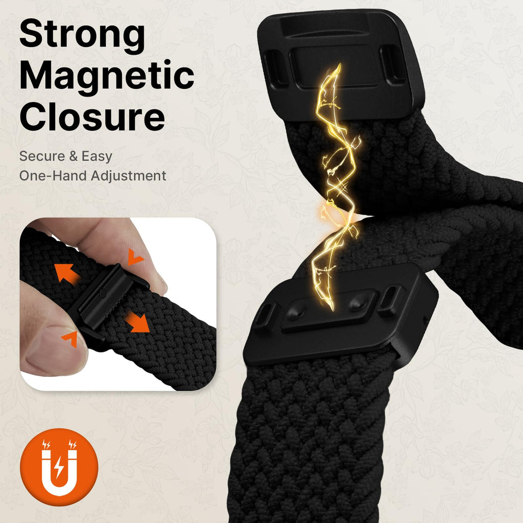 Apple Watch Band | Magnetic Knot Braided Nylon Strap | Black/Black Buckle Fullmosa watch band 42mm(S11/10) 41mm 40mm 38mm / Black/Black Buckle