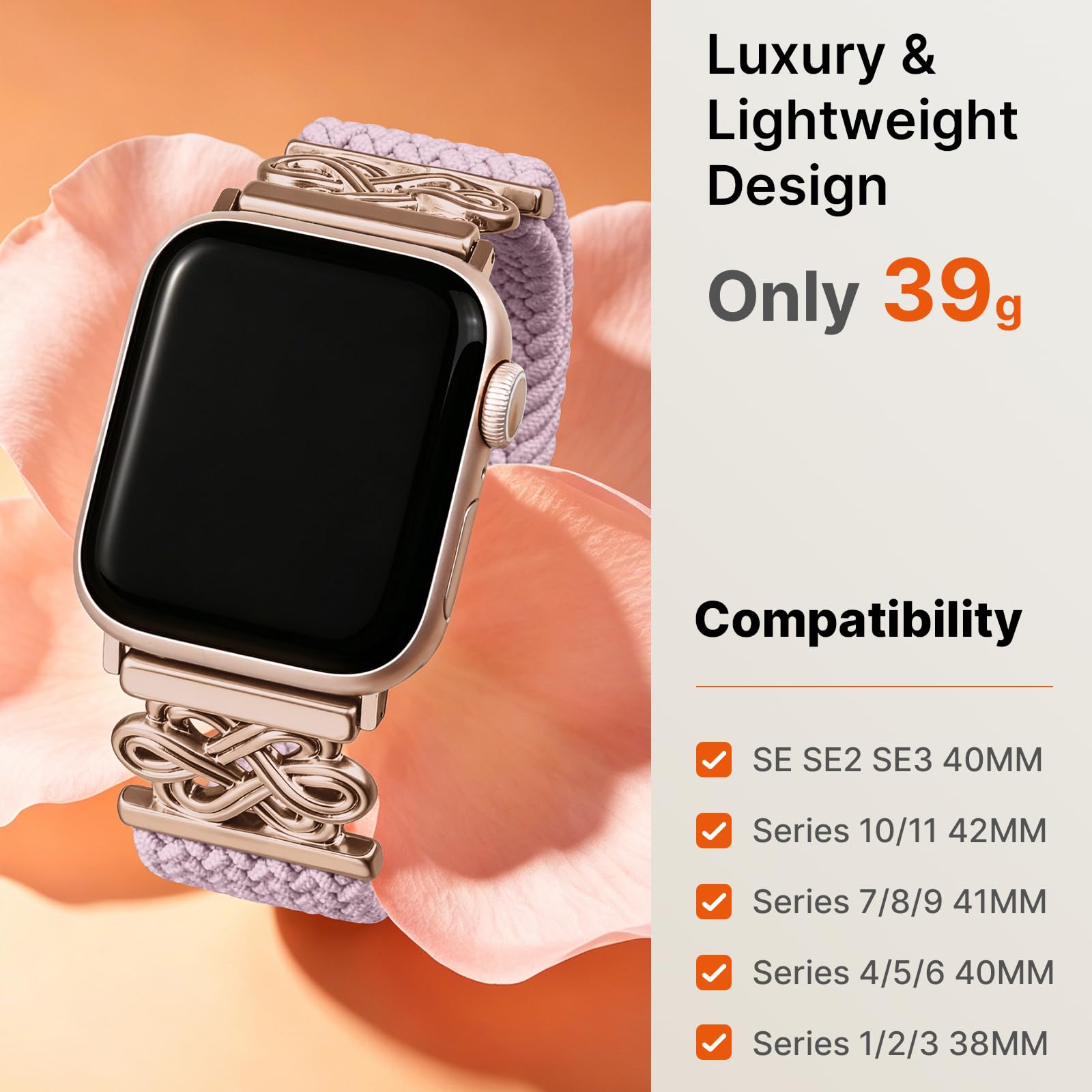 Apple Watch Band | Magnetic Knot Braided Nylon Strap | Pink/RoseGold Buckle Fullmosa watch band
