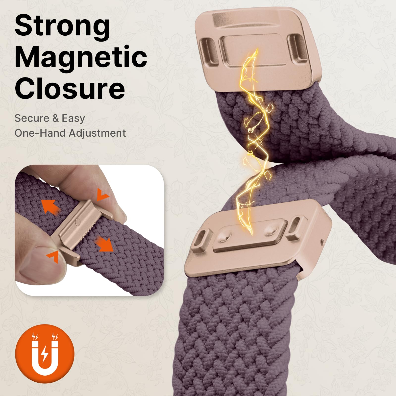 Apple Watch Band | Magnetic Knot Braided Nylon Strap | Smoky Purple/RoseGold Buckle Fullmosa watch band 42mm(S11/10) 41mm 40mm 38mm / Smoky Purple/RoseGold Buckle