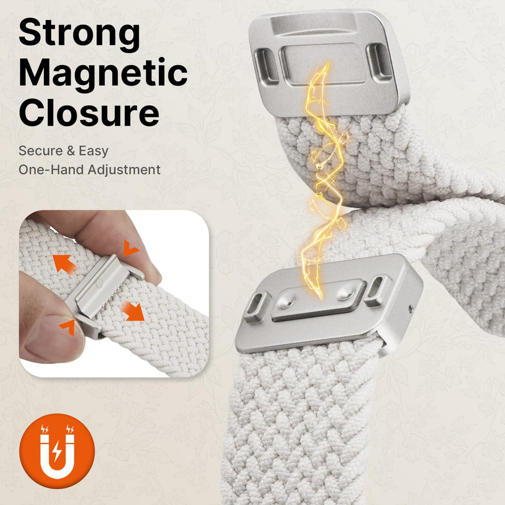 Apple Watch Band | Magnetic Knot Braided Nylon Strap | Starlight/Silver Buckle Fullmosa watch band