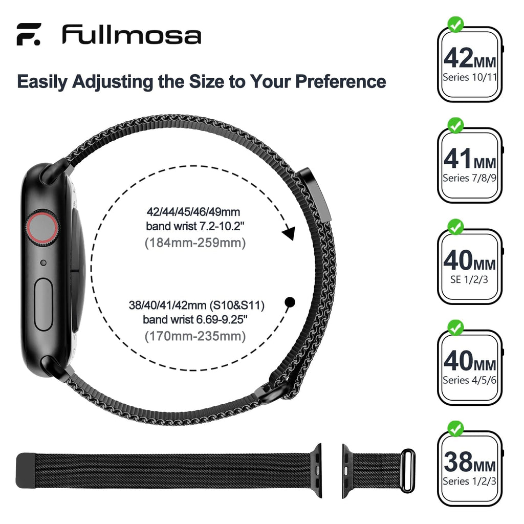 Apple Watch Band | Milanese Loop Strap | Black Fullmosa