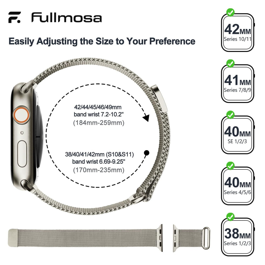 Apple Watch Band | Milanese Loop Strap | Silver Fullmosa