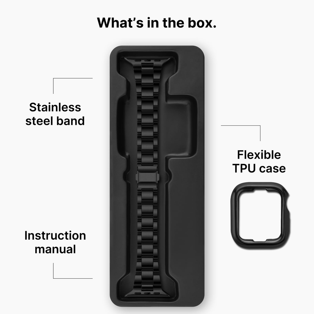 Apple Watch Band | No Tools Needed Stainless Steel Band | Black Fullmosa watch band