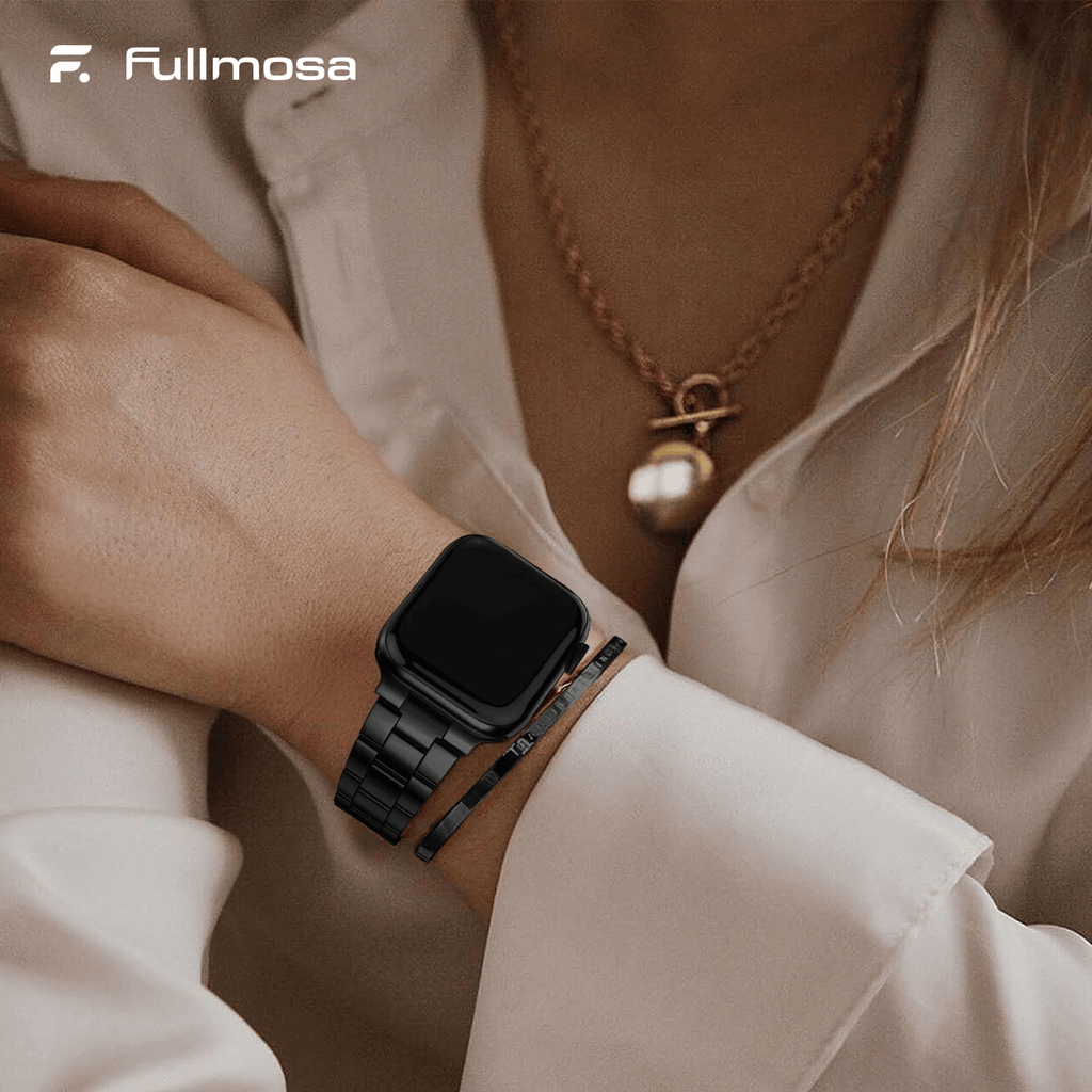 Apple Watch Band | No Tools Needed Stainless Steel Band | Black Fullmosa watch band