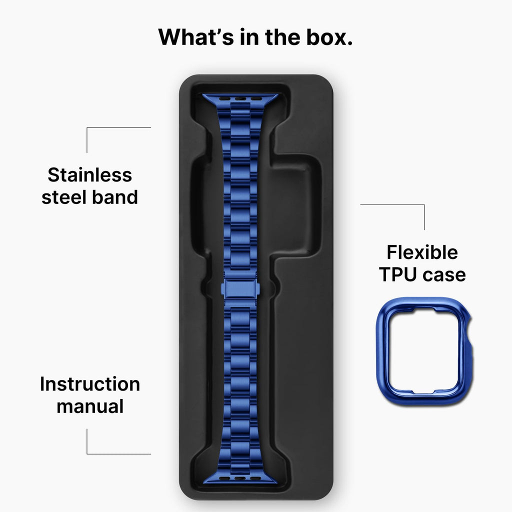 Apple Watch Band | No Tools Needed Stainless Steel Band | Blue Fullmosa watch band
