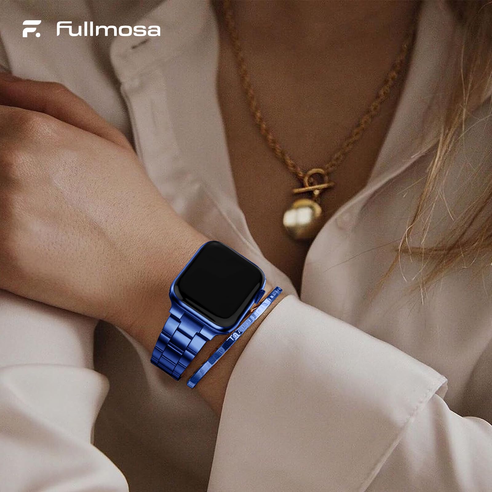 Apple Watch Band | No Tools Needed Stainless Steel Band | Blue Fullmosa watch band