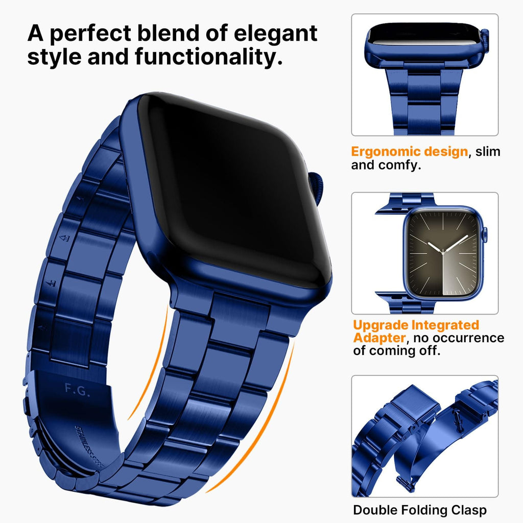 Apple Watch Band | No Tools Needed Stainless Steel Band | Blue Fullmosa watch band