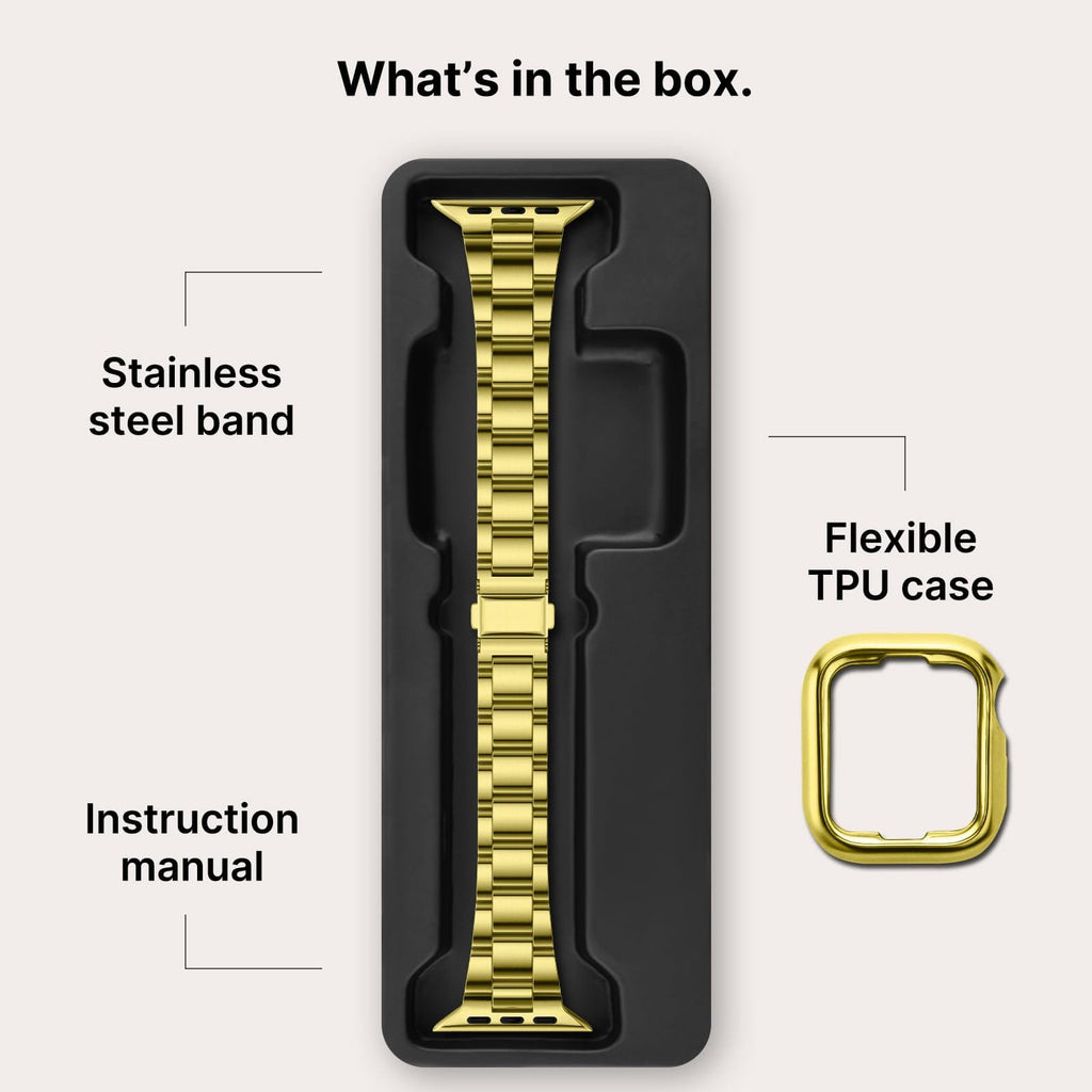 Apple Watch Band | No Tools Needed Stainless Steel Band | Golden Fullmosa watch band
