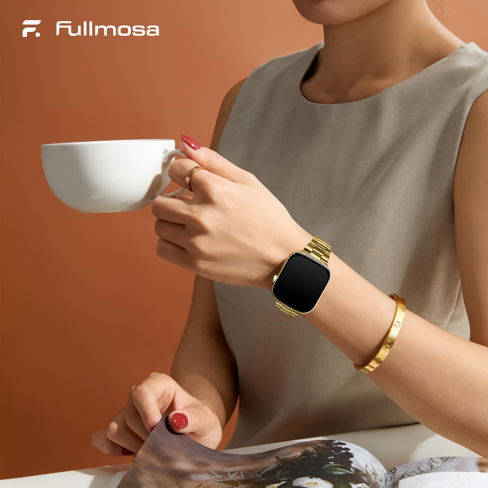 Apple Watch Band | No Tools Needed Stainless Steel Band | Golden Fullmosa watch band