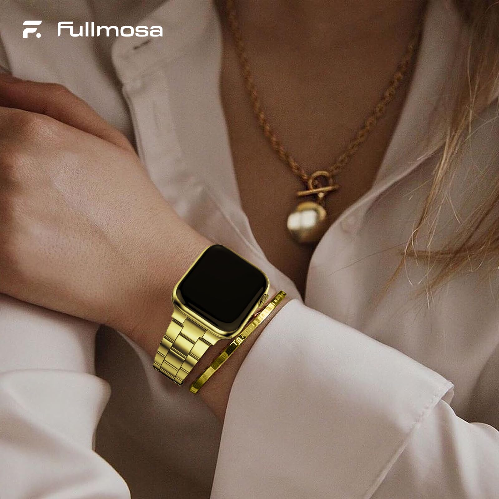 Apple Watch Band | No Tools Needed Stainless Steel Band | Golden Fullmosa watch band