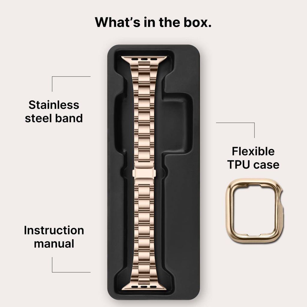 Apple Watch Band | No Tools Needed Stainless Steel Band | Rose gold Fullmosa watch band