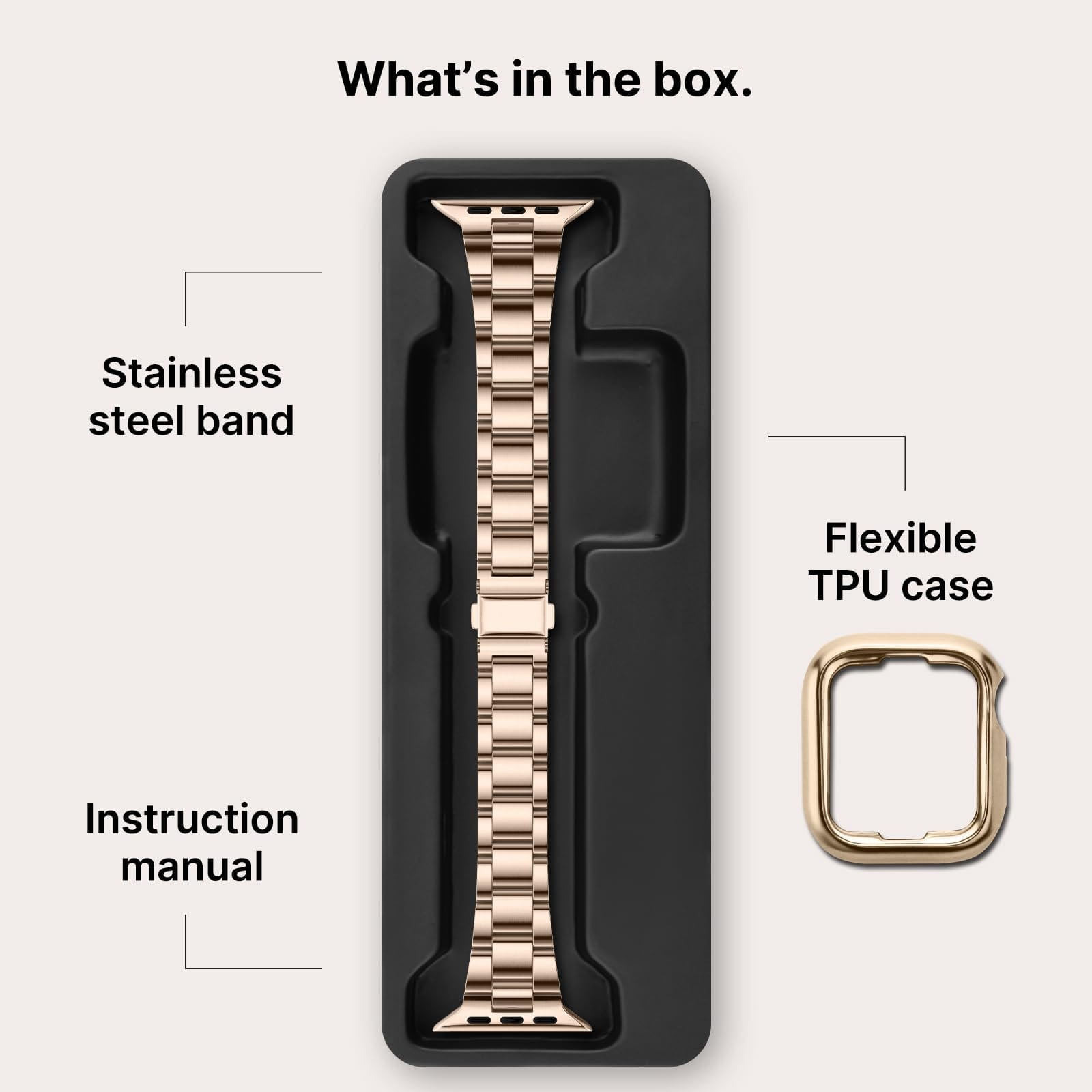 Apple Watch Band | No Tools Needed Stainless Steel Band | Rose gold Fullmosa watch band