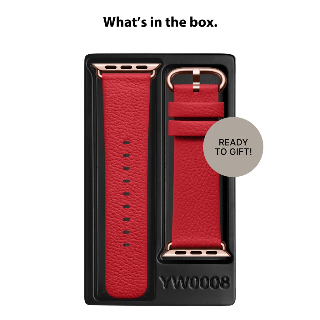 Apple Watch Band | Red Leather | Litchi Fullmosa watch band