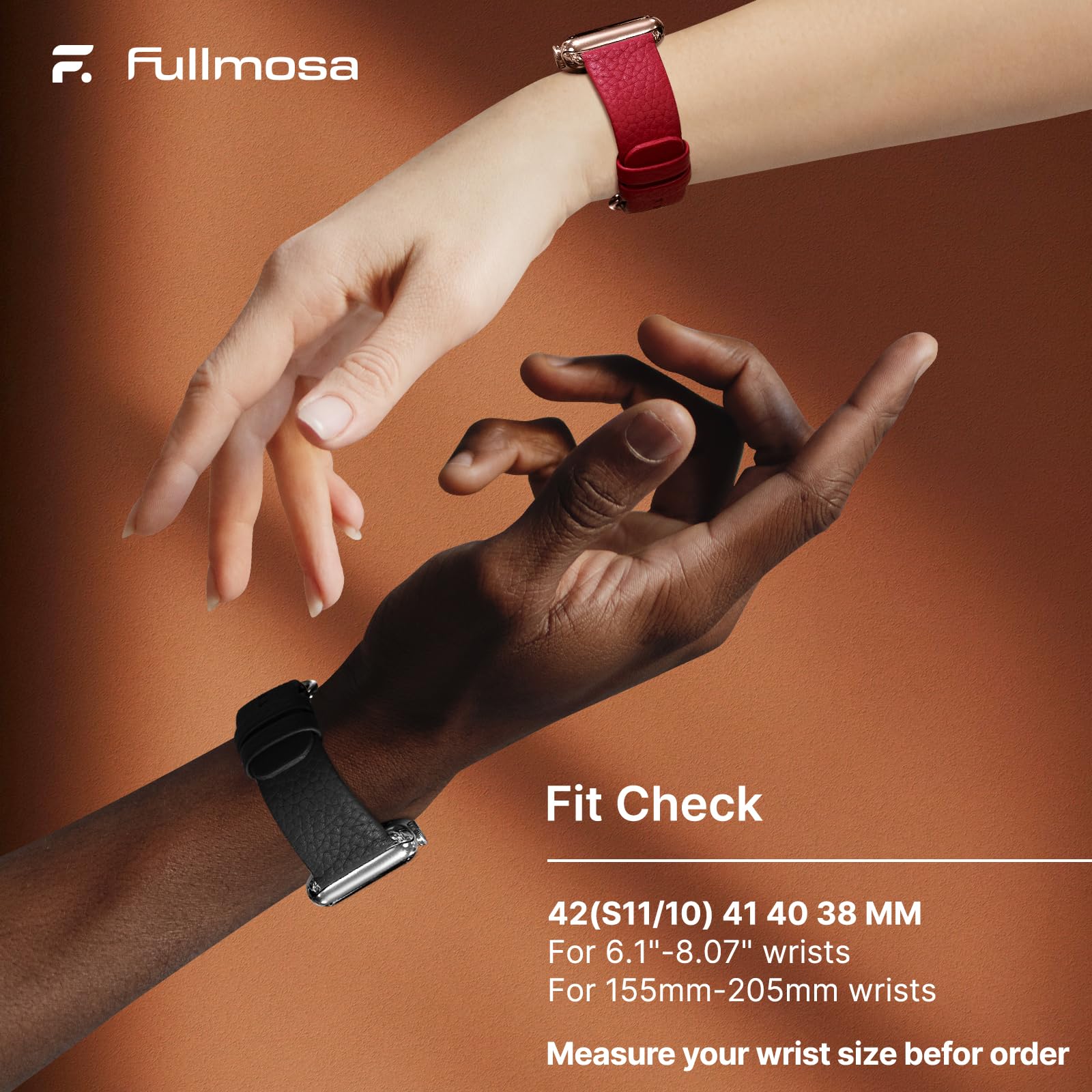 Apple Watch Band | Red Leather | Litchi Fullmosa watch band