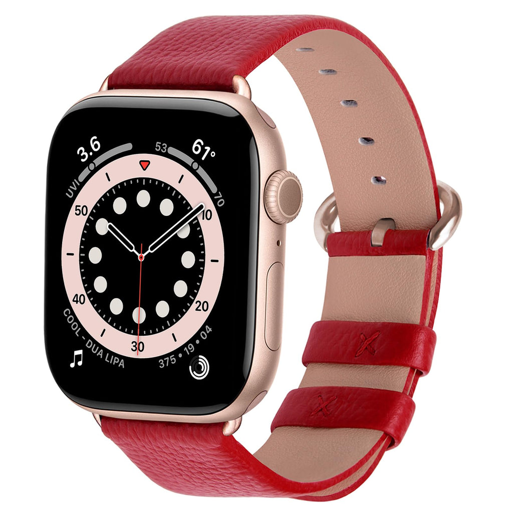 Apple Watch Band | Red Leather | Litchi Fullmosa watch band