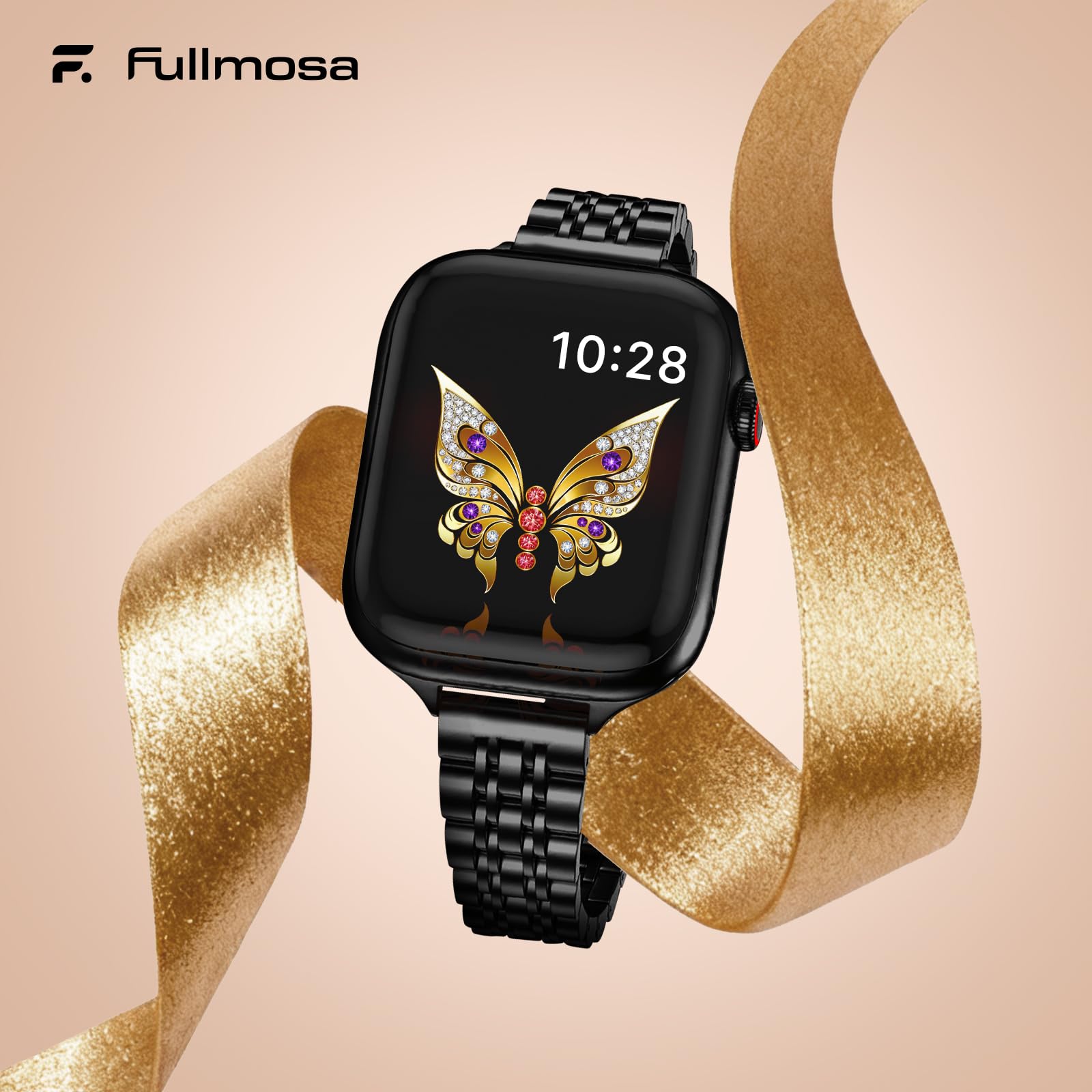 Apple Watch Band | Slim 7-Link Stainless Steel Band | Black Fullmosa watch band