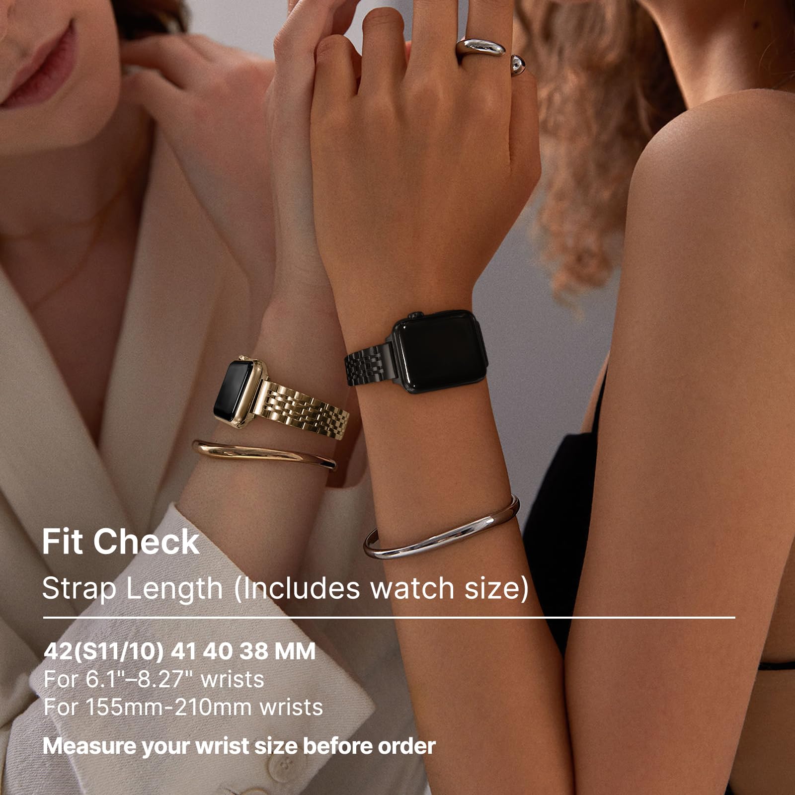 Apple Watch Band | Slim 7-Link Stainless Steel Band | Black Fullmosa watch band
