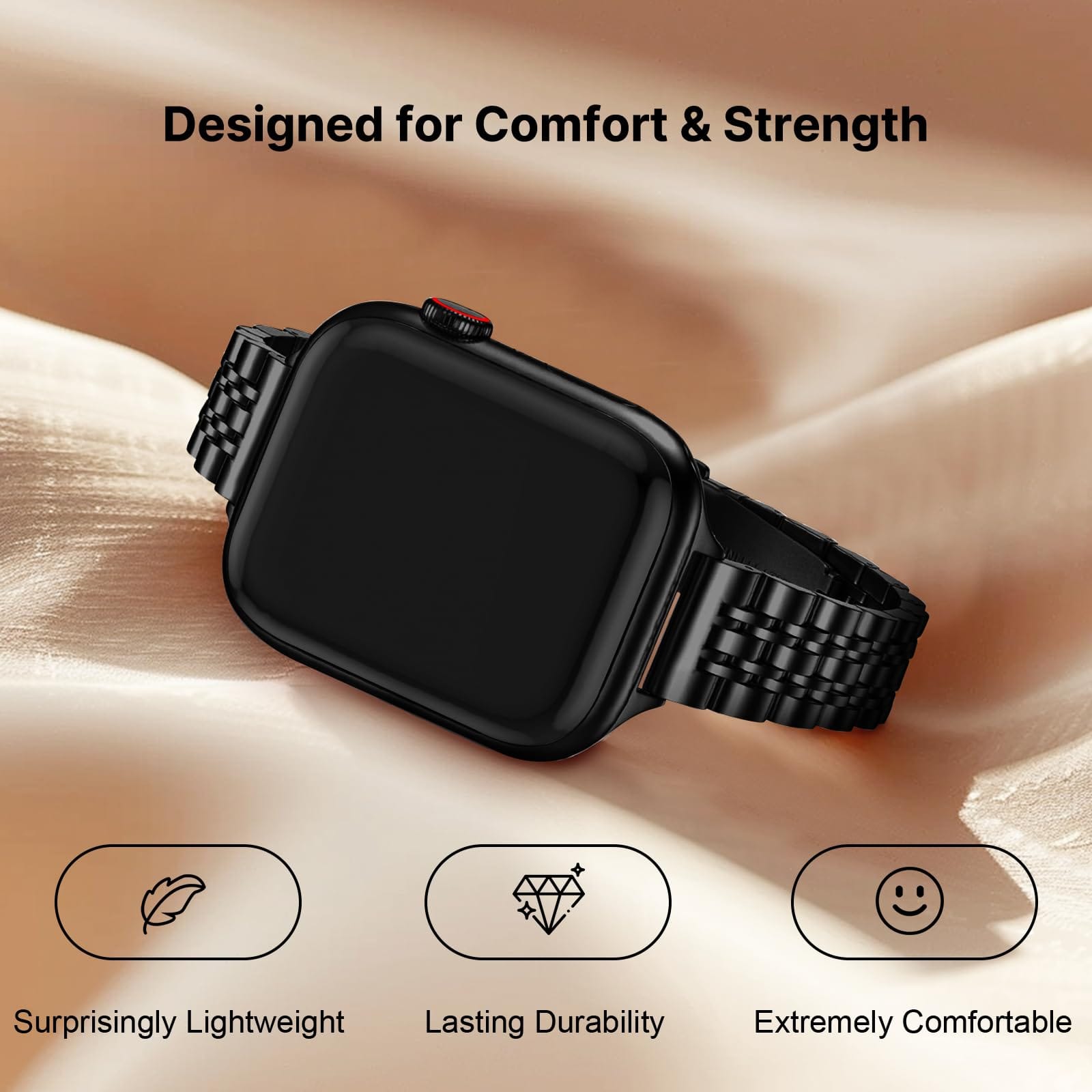 Apple Watch Band | Slim 7-Link Stainless Steel Band | Black Fullmosa watch band