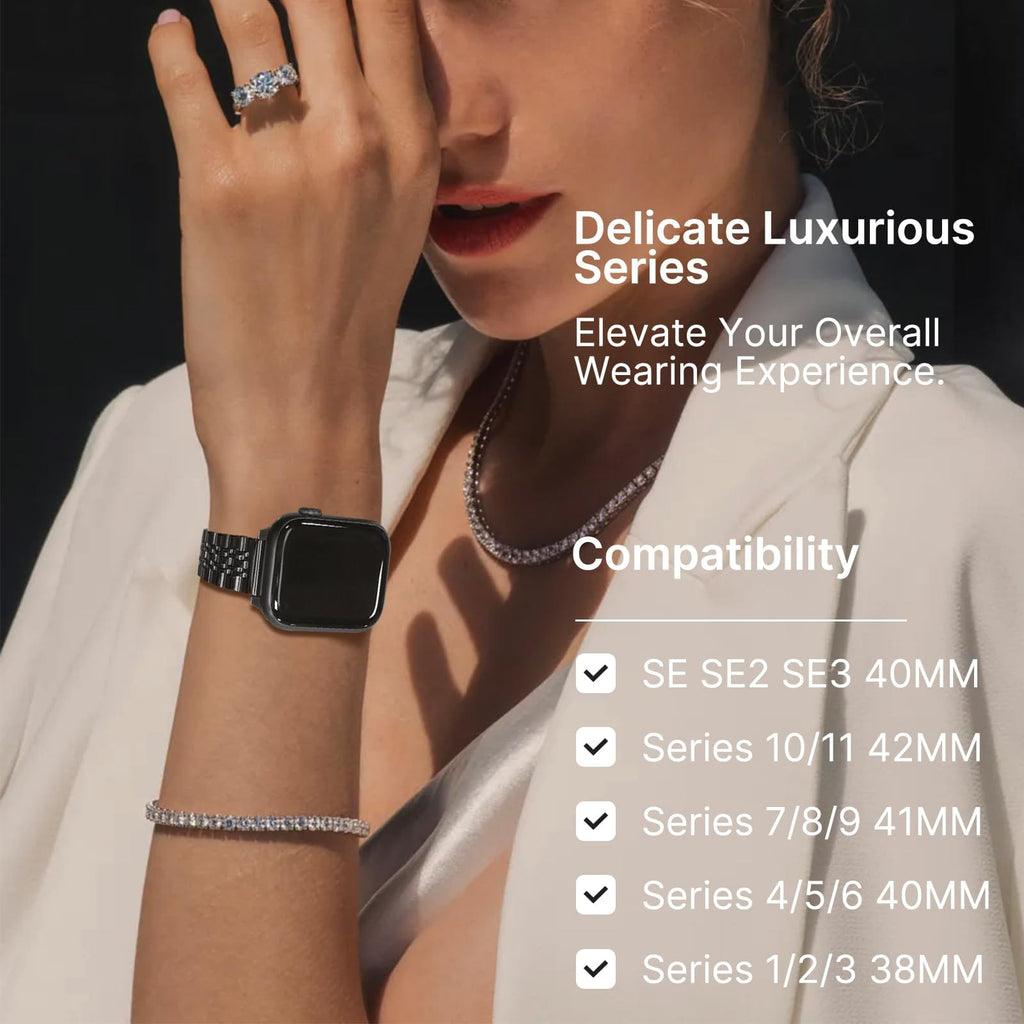 Apple Watch Band | Slim 7-Link Stainless Steel Band | Black Fullmosa watch band