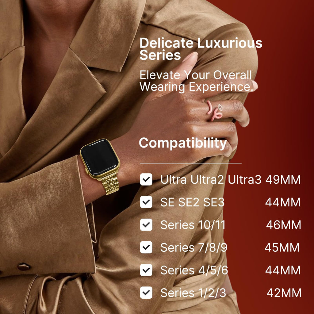 Apple Watch Band | Slim 7-Link Stainless Steel Band | Gold Fullmosa watch band