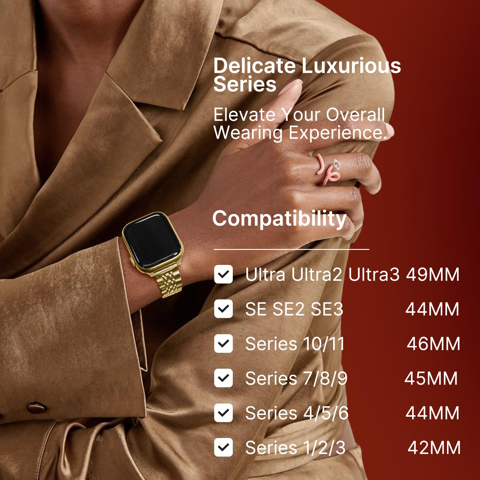 Apple Watch Band | Slim 7-Link Stainless Steel Band | Gold Fullmosa watch band