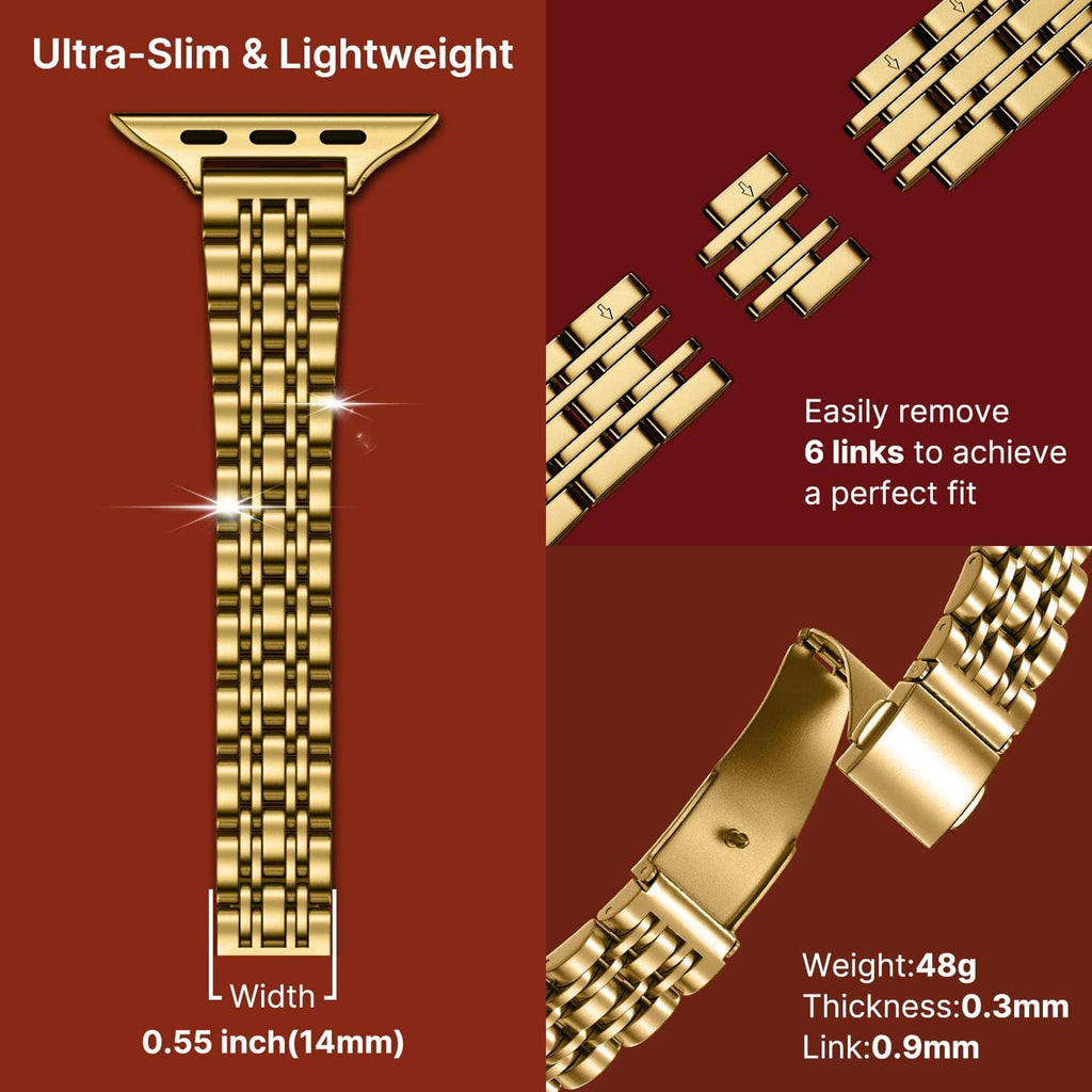 Apple Watch Band | Slim 7-Link Stainless Steel Band | Gold Fullmosa watch band