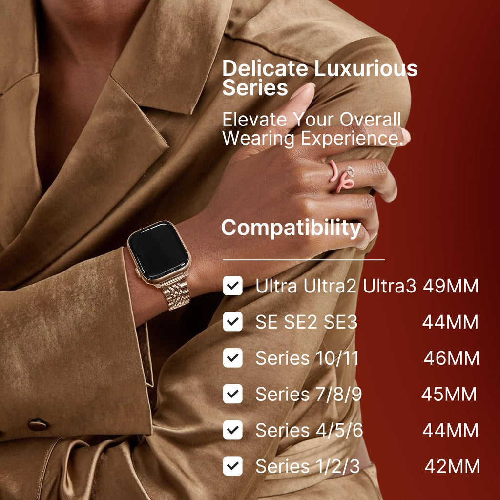 Apple Watch Band | Slim 7-Link Stainless Steel Band | Rose Gold Fullmosa watch band