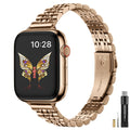 Apple Watch Band | Slim 7-Link Stainless Steel Band | Rose Gold Fullmosa watch band 46mm/45mm/44mm/49mm/42mm(Series 3 2 1) / Rose Gold