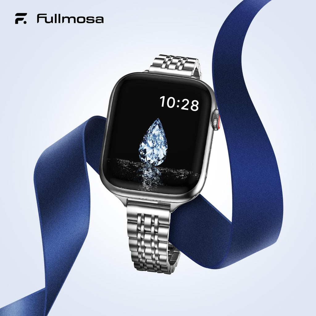 Apple Watch Band | Slim 7-Link Stainless Steel Band | Silver Fullmosa watch band