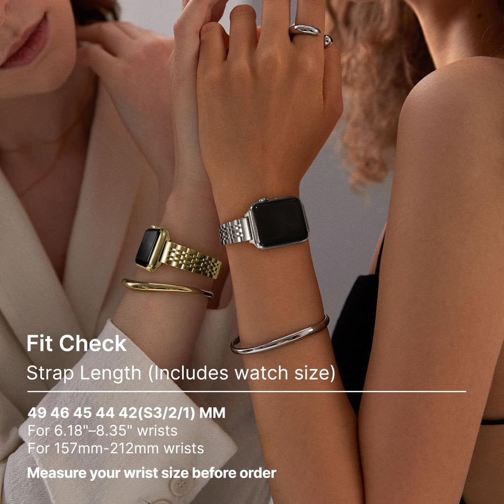 Apple Watch Band | Slim 7-Link Stainless Steel Band | Silver Fullmosa watch band