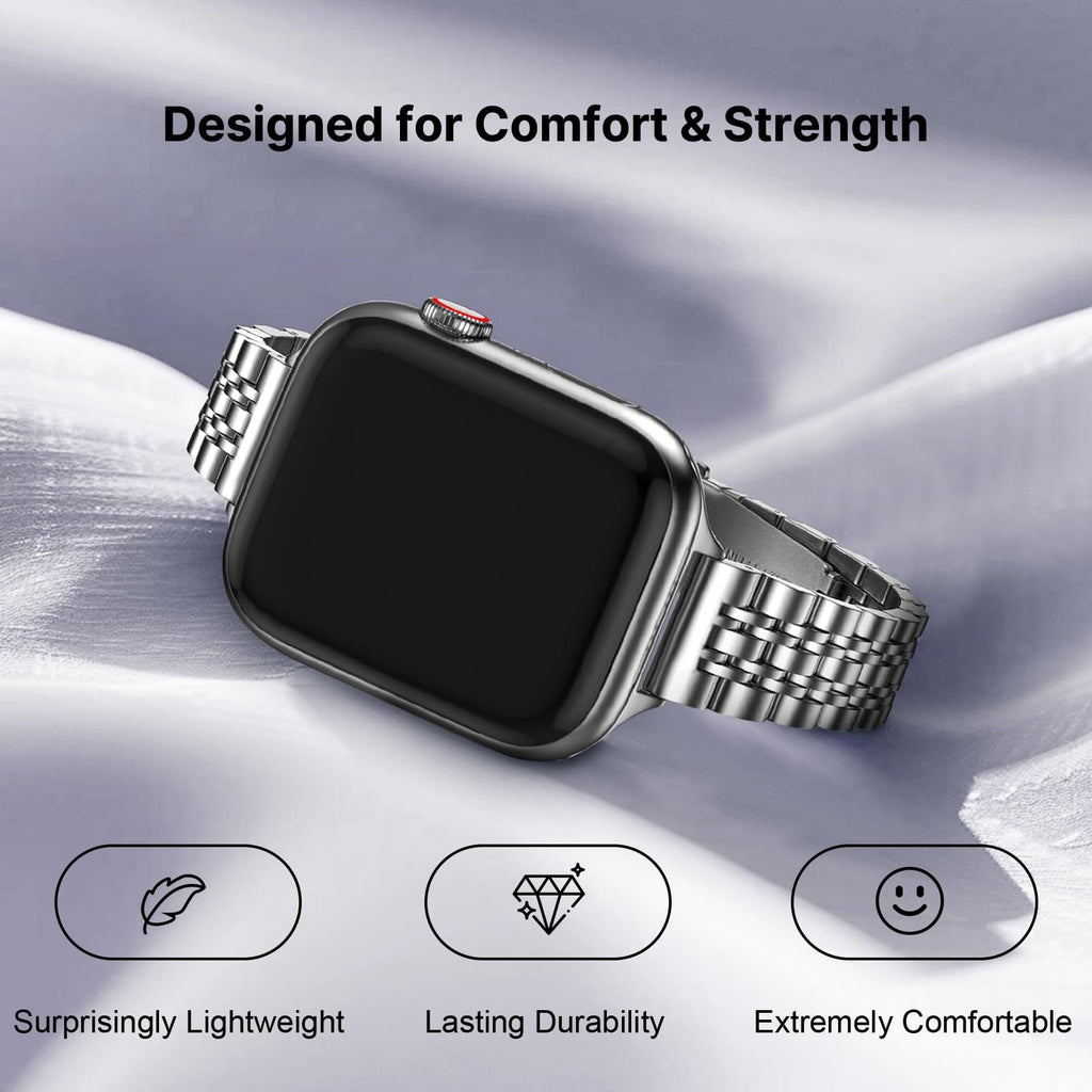 Apple Watch Band | Slim 7-Link Stainless Steel Band | Silver Fullmosa watch band