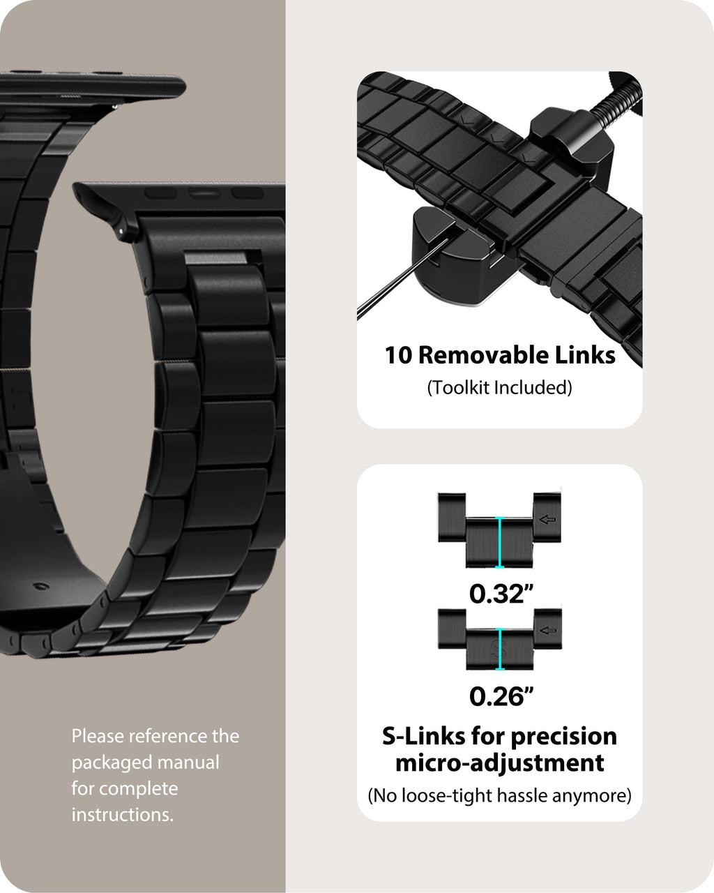Apple Watch Band | SUS Stainless Steel Metal | Black Fullmosa