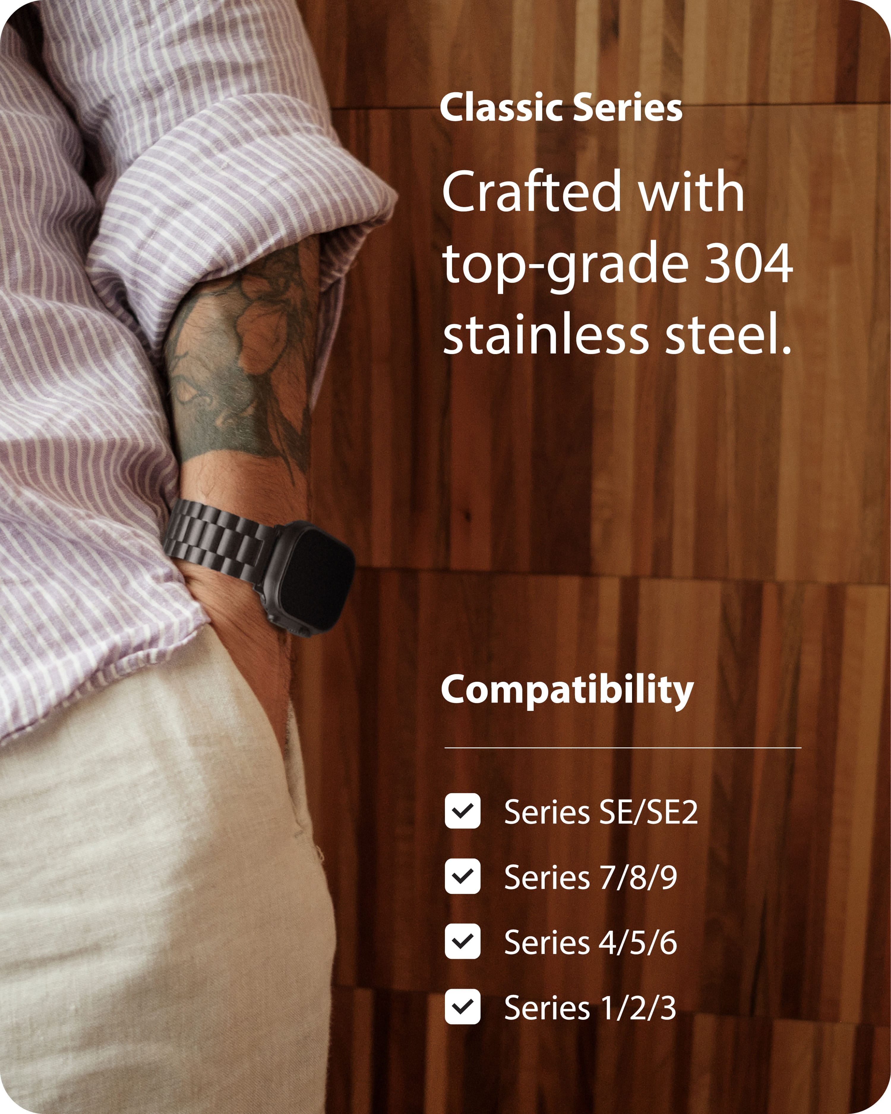 Apple Watch Band | SUS Stainless Steel Metal | Black Fullmosa