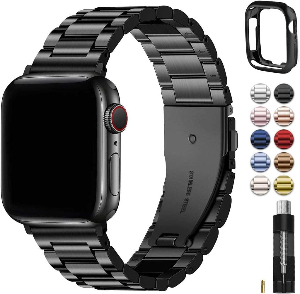 Apple Watch Band | SUS Stainless Steel Metal | Black Fullmosa 38mm 40mm 41mm(s9/8/7/6/5/4/3/2/1/se3/2/1) / Black