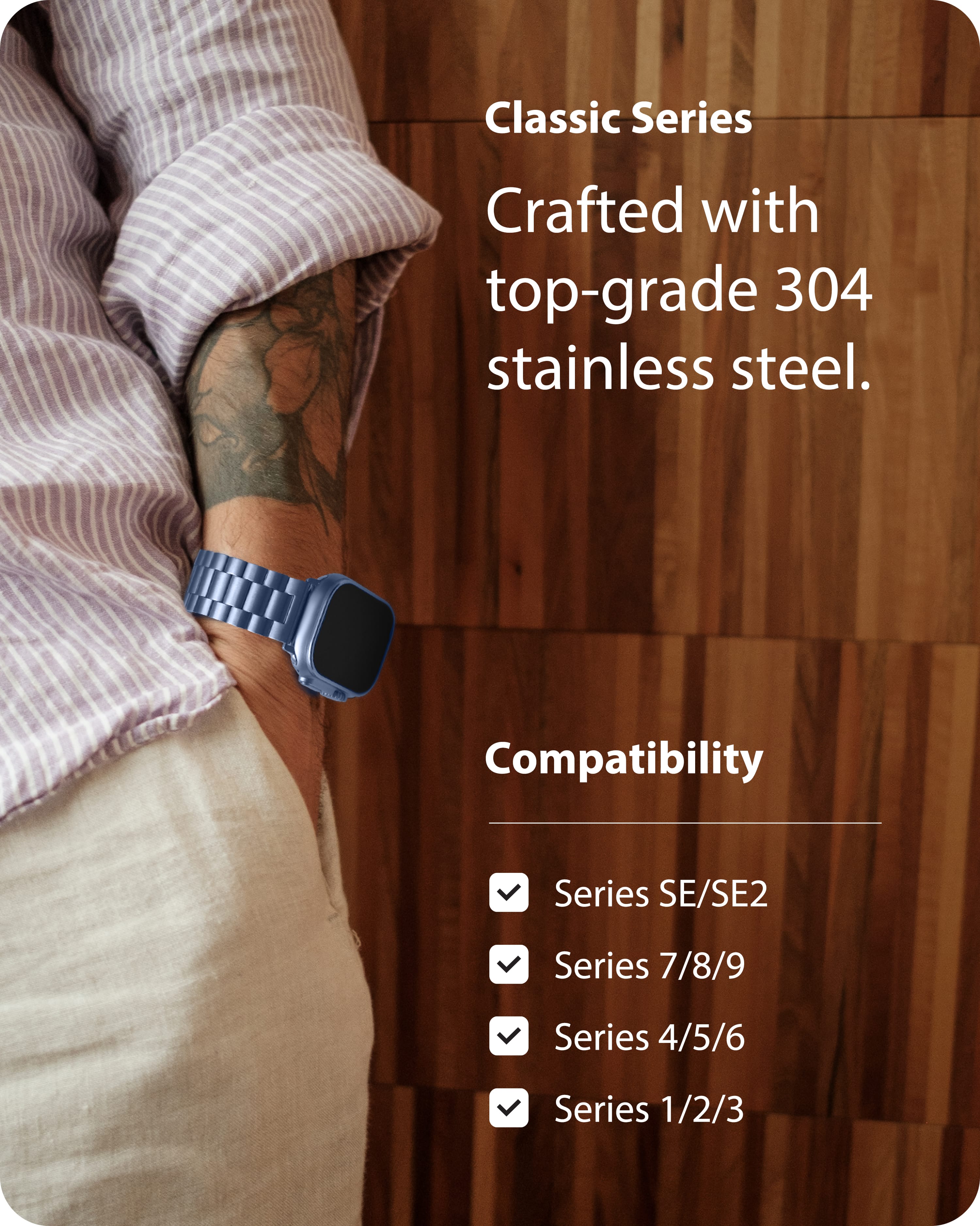 Apple Watch Band | SUS Stainless Steel Metal | Blue Grey Fullmosa