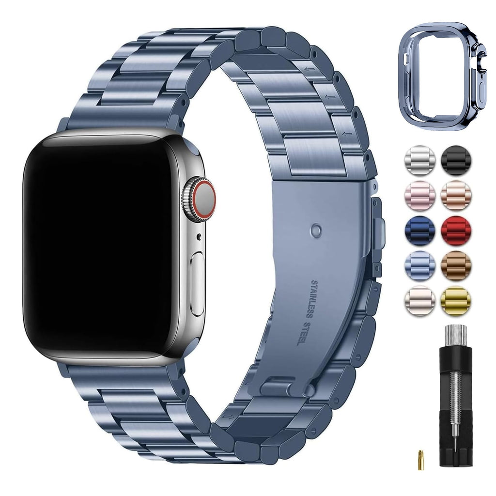 Apple Watch Band | SUS Stainless Steel Metal | Blue Grey Fullmosa 38mm 40mm 41mm(s9/8/7/6/5/4/3/2/1/se3/2/1) / Blue Grey