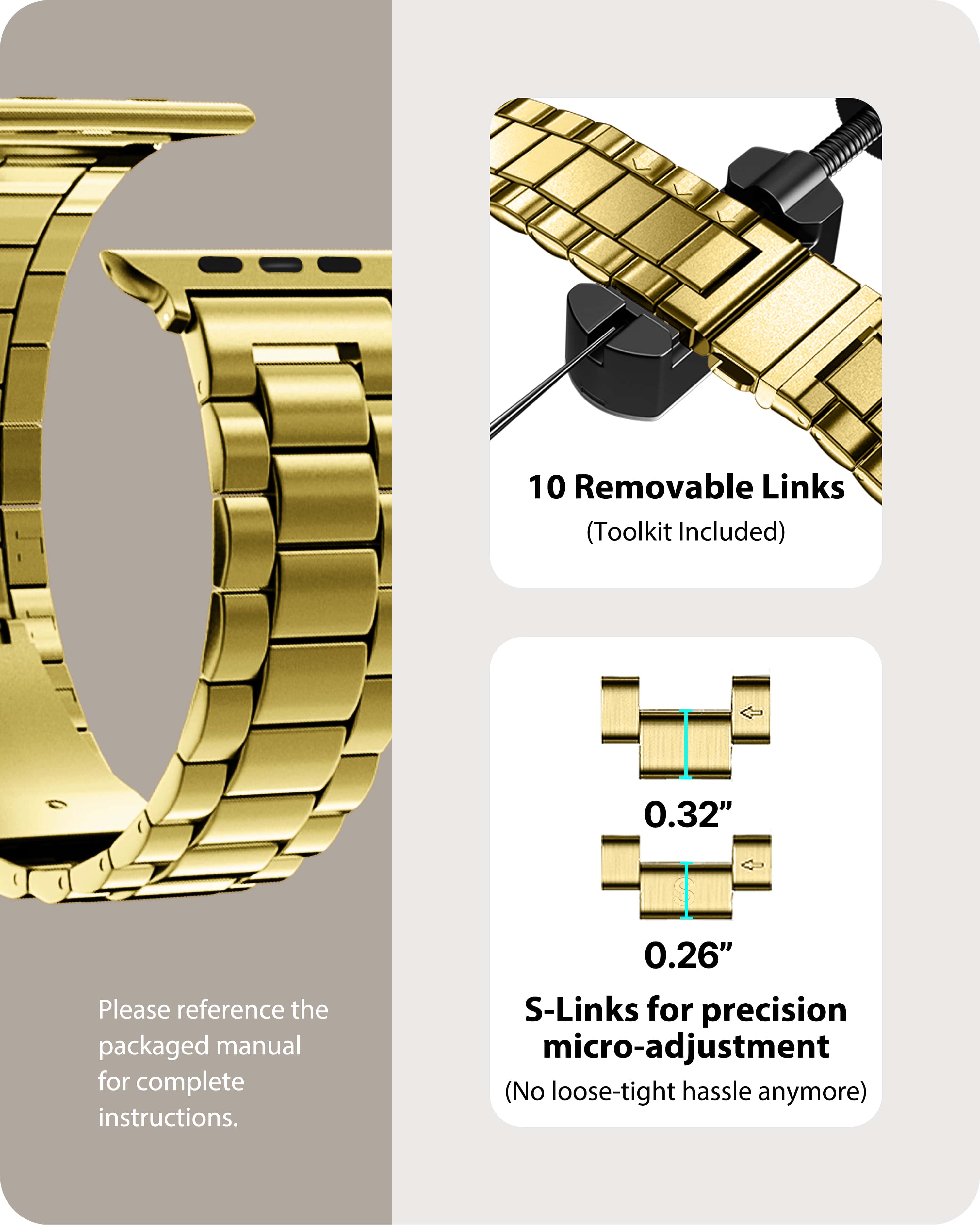Apple Watch Band | SUS Stainless Steel Metal | Golden Fullmosa