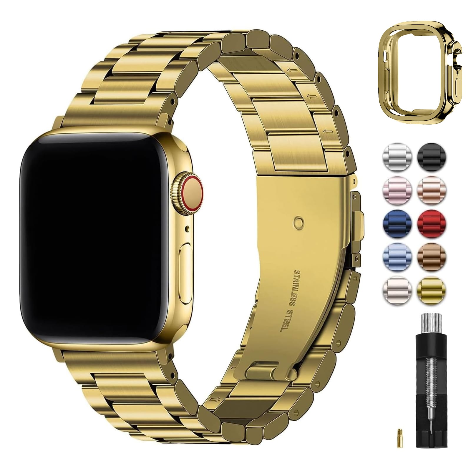Apple Watch Band | SUS Stainless Steel Metal | Golden Fullmosa 38mm 40mm 41mm(s9/8/7/6/5/4/3/2/1/se3/2/1) / Golden