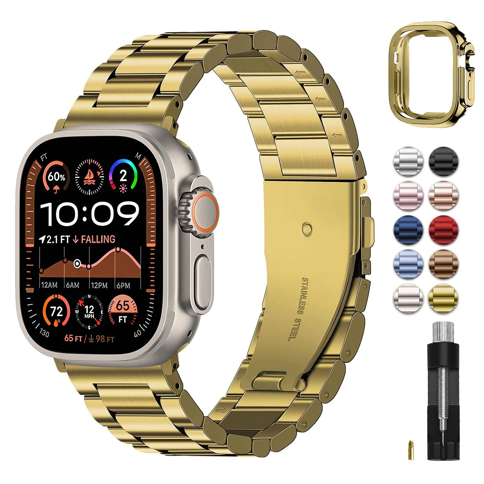 Apple Watch Band | SUS Stainless Steel Metal | Golden Fullmosa 49mm(ultra3/2/1) / Golden