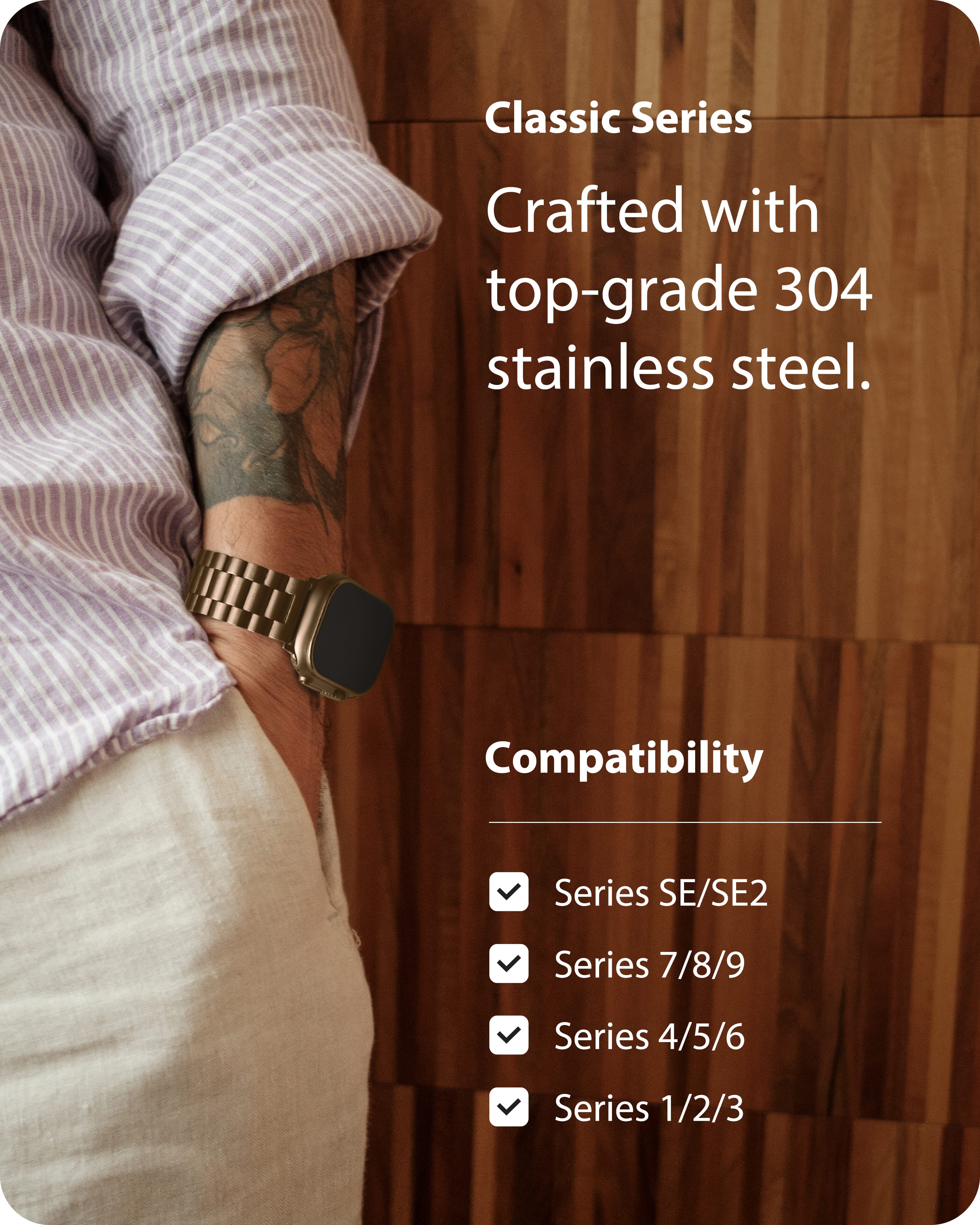 Apple Watch Band | SUS Stainless Steel Metal | Golden Coffee Fullmosa