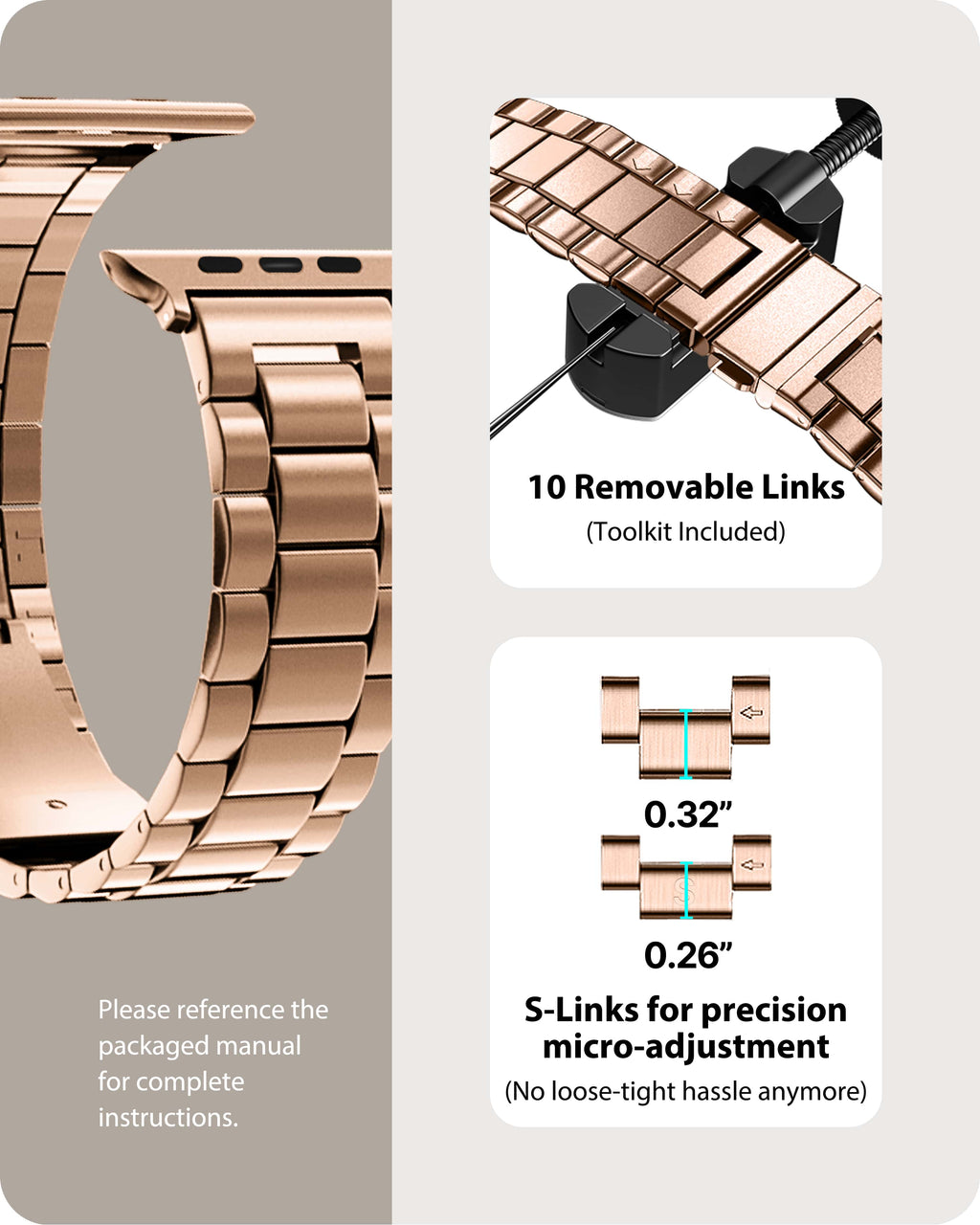 Apple Watch Band | SUS Stainless Steel Metal | Rose Gold Fullmosa