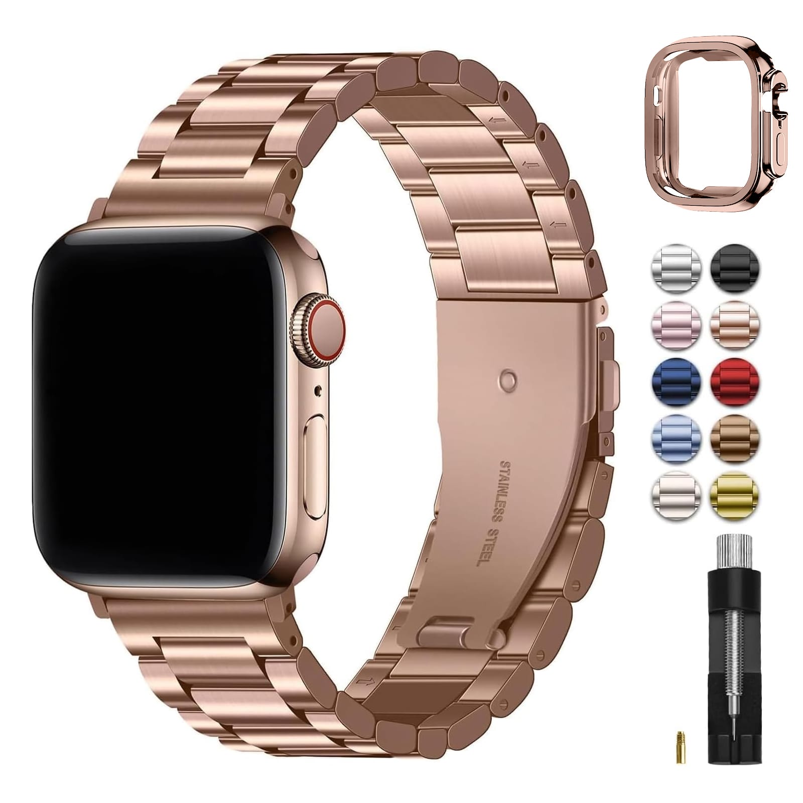 Apple Watch Band | SUS Stainless Steel Metal | Rose Gold Fullmosa 38mm 40mm 41mm(s9/8/7/6/5/4/3/2/1/se3/2/1) / Rose Gold