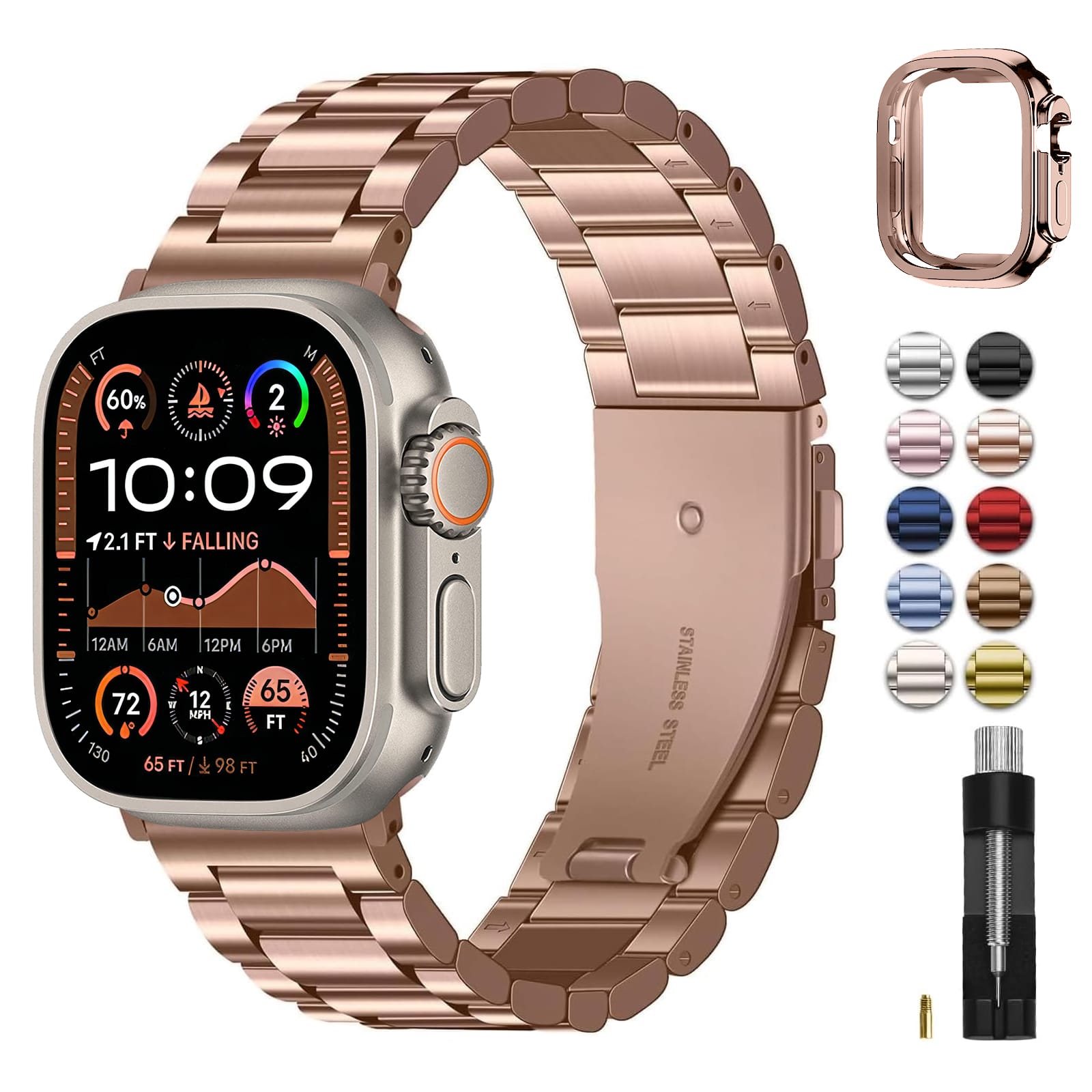 Apple Watch Band | SUS Stainless Steel Metal | Rose Gold Fullmosa 49mm(ultra3/2/1) / Rose Gold