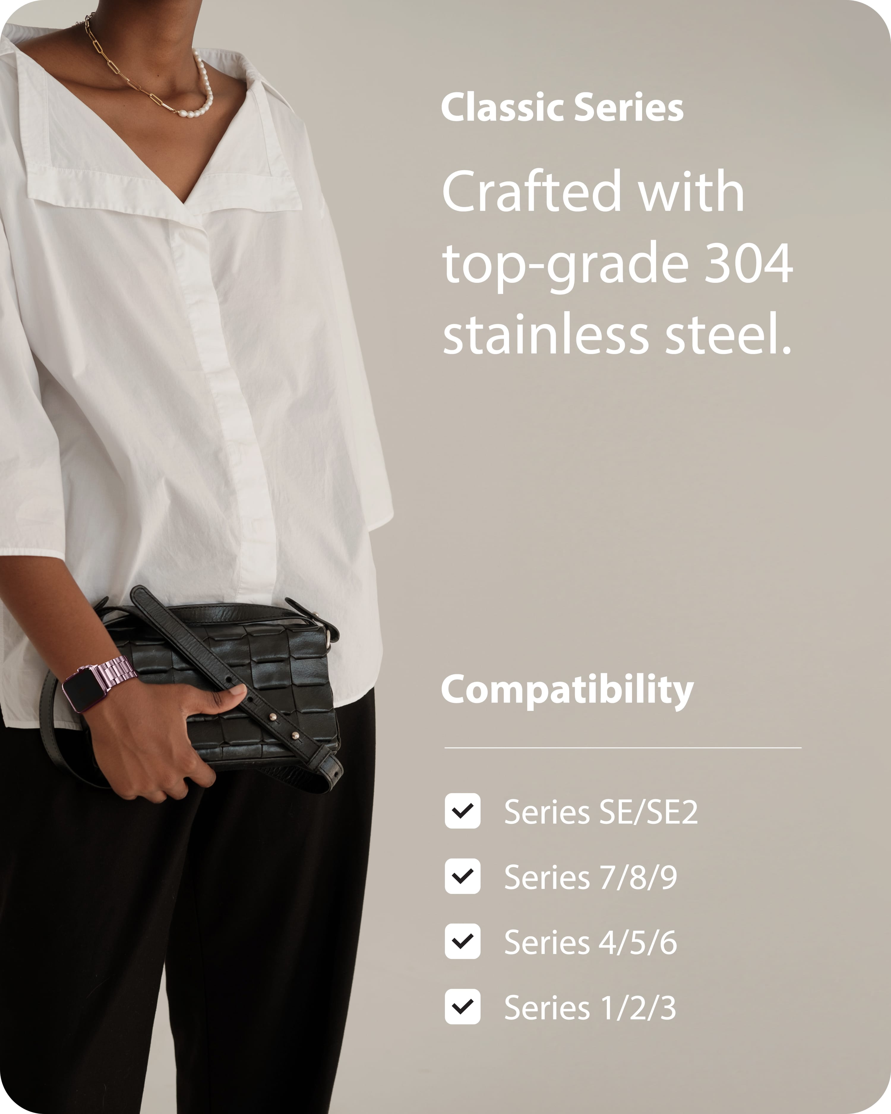 Apple Watch Band | SUS Stainless Steel Metal | Rose Pink Fullmosa